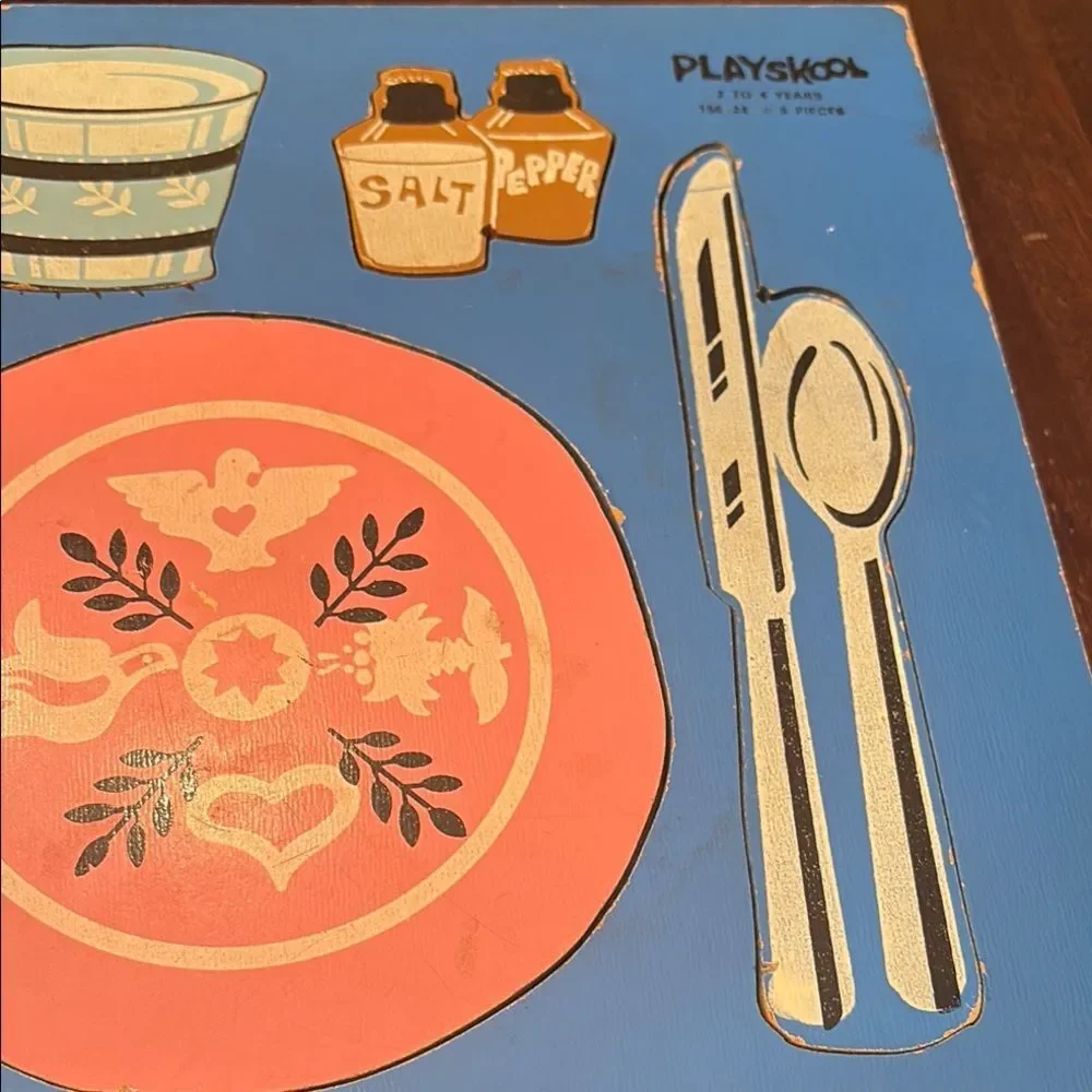 Vintage Playschool I set the table wooden puzzle